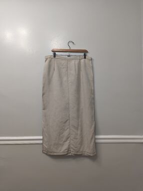 Eddie Bauer Maxi 100% Linen Skirt Tan/Beige Size 14 Lagenlook Minimalist Summer